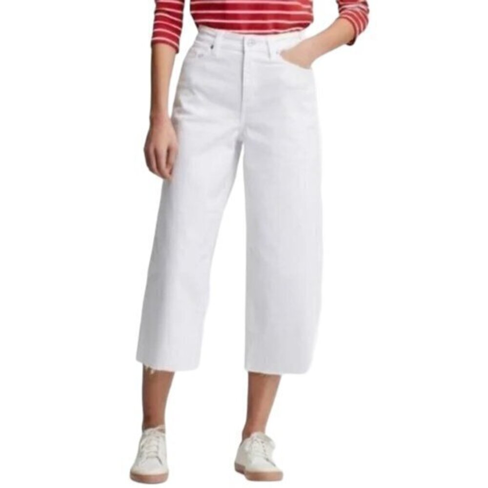 UNIQLO White Wide Straight Cropped High Rise Jeans Size 26 = 2 EUC #CA-2413